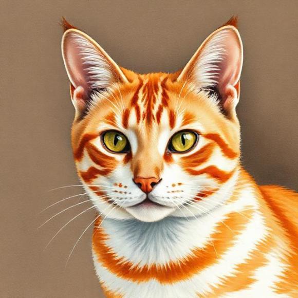 Портрет рыжего кота с внимательным взглядом и длинными усами — само воплощение тепла. 