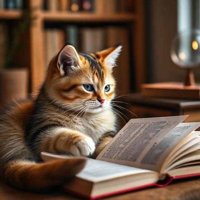 Кошка читает книгу — полезные статьи о кошках