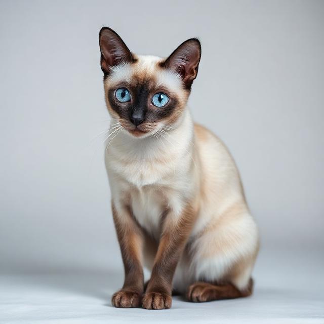 Сиамская кошка с голубыми глазами, студийный портрет