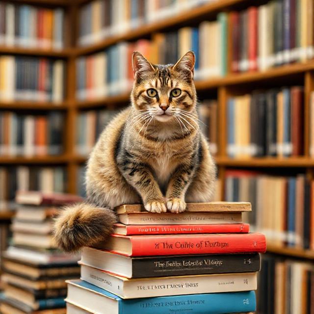 Кошка на стопке книг — библиотека статей о кошках