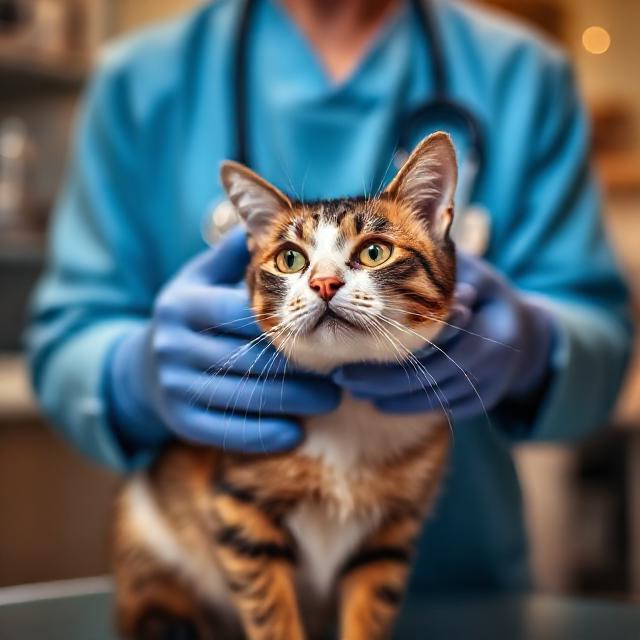 Кошка на осмотре у ветеринара — иллюстрация к статье о здоровье кошек